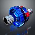 Blue And Red Metal Gear Mechanism With Precision Engineered Components 3d model
