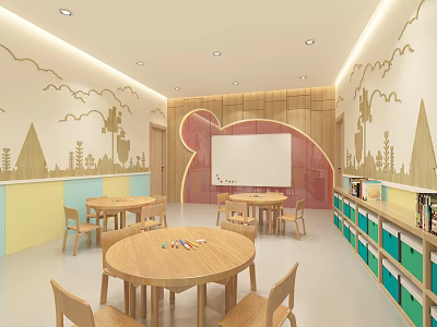 Modern Kindergarten Reading Room 3d model