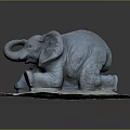 Blue Elephant Sculpture With Intricate Design On Natural Stone Base