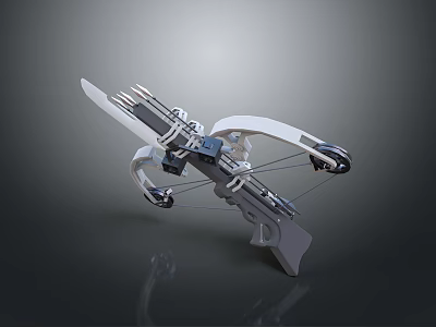 Modern Mechanical Crossbow Weapon With Metallic Components And White Gray Design 3d model