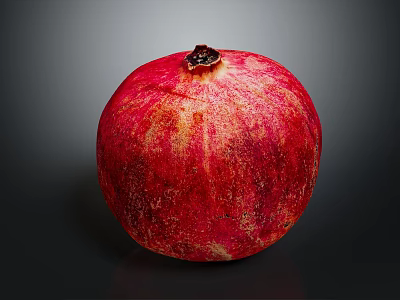 Fresh Whole Red Pomegranate With Shiny Surface And Texture On Dark Background 3d model