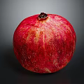 Fresh Whole Red Pomegranate With Shiny Surface And Texture On Dark Background