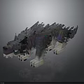 Detailed Minecraft Style Pixel Art Wolf Creature With Colorful Blocky Texture 3d model