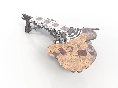 Futuristic Sci-Fi Mechanical Terrain Platform With Metal Frames And Panel Modules 3d model
