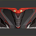 Futuristic Sci Fi Mechanical Snake Head With Red Black Armor And Yellow Glowing Eyes