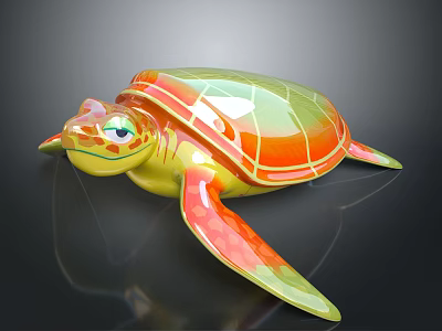 Colorful Turtle Shaped Household Decorative Item With Vibrant Green Orange And Yellow Shell 3d model