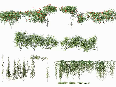 Various Green Vines Hanging Plants And Lush Foliage For Decorative Scenery 3d model