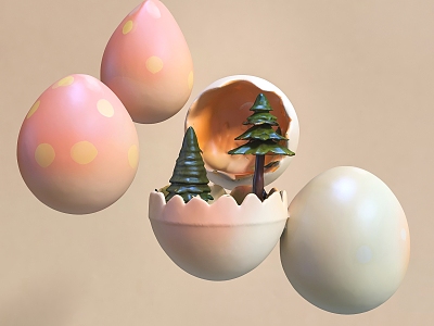 Egg Ornament Toy Egg Blind Box Colored Egg Christmas Tree Ornament 3d model