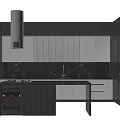 Modern Kitchen Interior Design With Black White Cabinets And Black Marble Countertop Wine Cooler