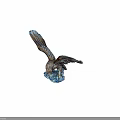 Other Detailed Eagle Sculpture With Spread Wings Green Eyes And Rock Base