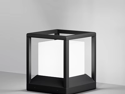 Modern Cube Shaped Black Outdoor Light With Metal Frame And Clear Panel For Exterior Use 3d model