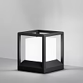 Modern Cube Shaped Black Outdoor Light With Metal Frame And Clear Panel For Exterior Use
