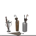 Metal Wooden Ceramic Umbrella Stands With Open Brown Umbrella For Home Use