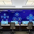 Modern monitoring room control room monitoring command center display screen console display screen 3d model
