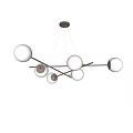 Modern Chandelier Design Featuring Spherical White Lights And Crossed Metal Rods