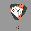 Triangular Clocks With Orange Border Black White Dial And Hanging Ball Pendulum
