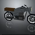 Pixelated Low Poly Motorcycle Design With Brown Seat Yellow Headlight And Black White Wheels