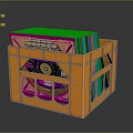 Daily Household Supplies Stored in Orange Plastic Crate with Colorful Books and Containers