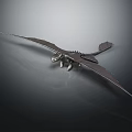 3D Fantasy Pterosaur Creature with Spread Wings on Sleek Gray Gradient Surface 3d model