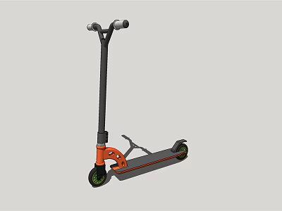 Modern Black Handlebar Scooter With Orange Frame Black Deck And Green Wheels 3d model