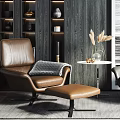Modern leisure sofa combination leisure chair side table lamp combination 3d model