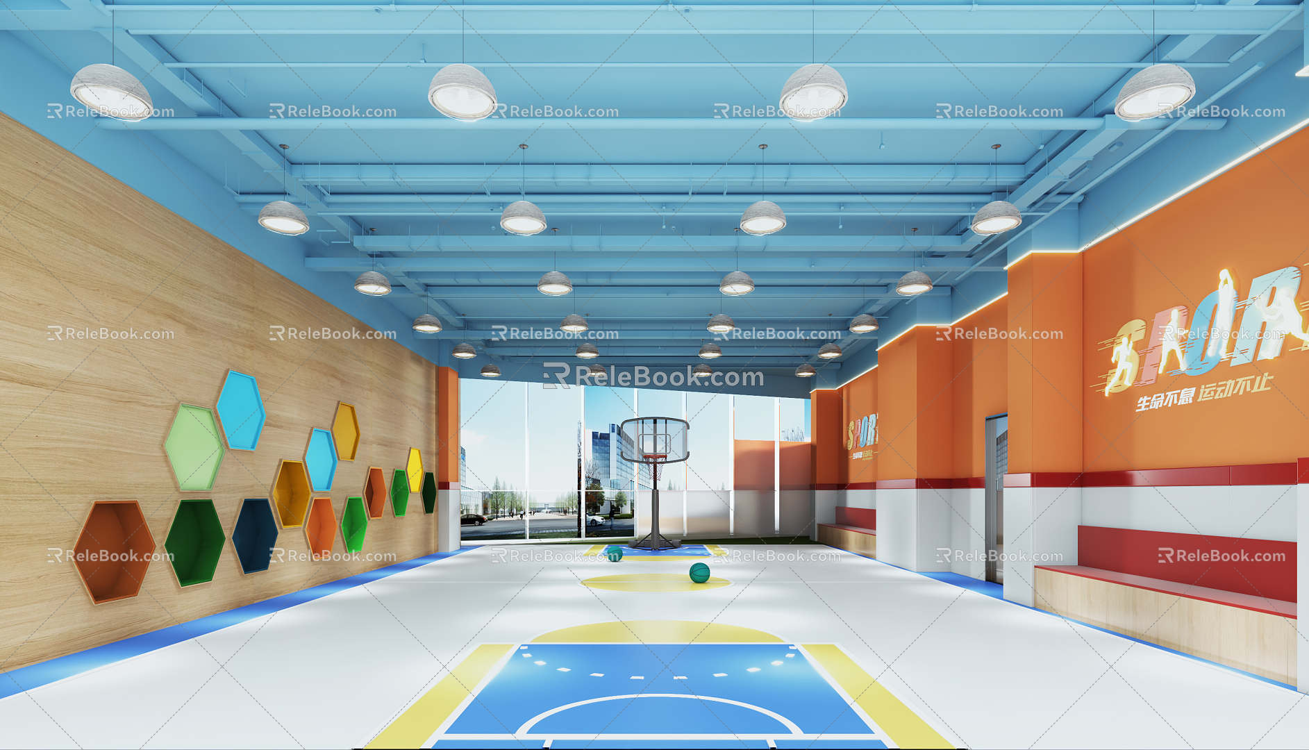 Modern Basketball Hall Children's Basketball 3d model