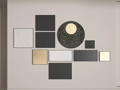 Decorative Panels With Various Colors Textures Square Circular Shapes On Light Background Wall 3d model