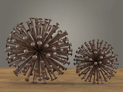 Modern Metal Dandelion Decorative Ornament Set Large And Small For Home Wooden Tabletop 3d model