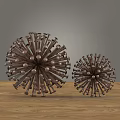 Modern Metal Dandelion Decorative Ornament Set Large And Small For Home Wooden Tabletop