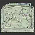 Archaeological Terrain With Green Grass Stone Walls And Ancient Ruined Structures