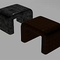 Modern Brown and Black Leather Stools with Curved Design and Sleek Contemporary Style