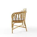 Natural Rattan Leisure Chair With Light Gray Cushion And Stylish Backrest For Cozy Home Decor
