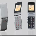 Nokia Classic Flip Mobile Phones Displayed in Three Different Angles with Open and Closed Designs