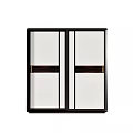 Modern Sliding Door Wardrobe With Dark Frame Light Panels Decorative Strips And Metal Handles