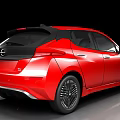 Red Nissan Leaf Electric Car With Sleek Modern Exterior Design Features