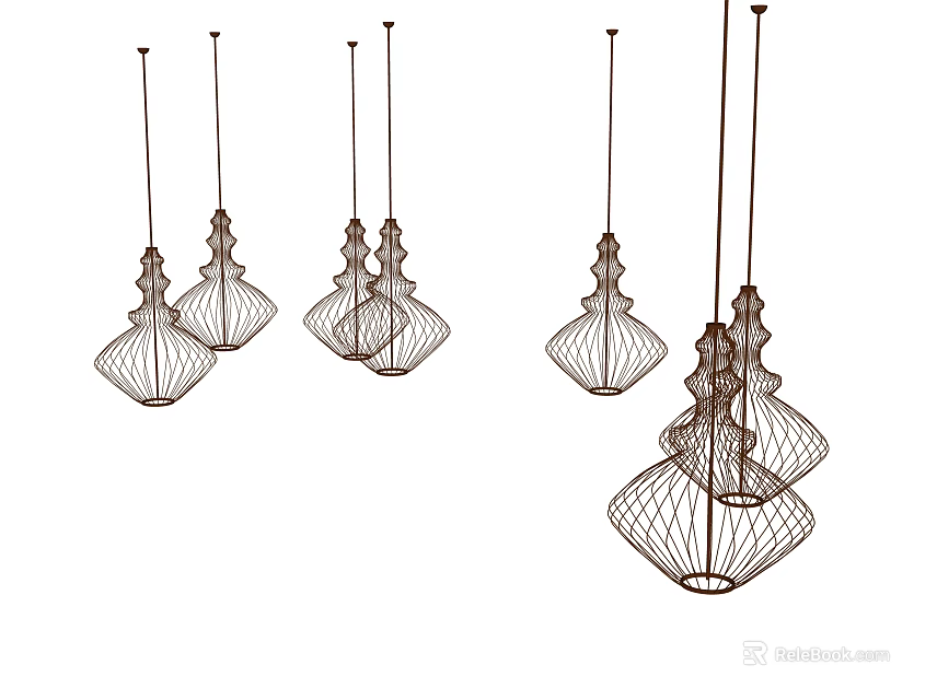 Modern Wire Mesh Pendant Lights With Decorative Design And Multiple Styles 3d model 