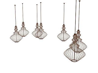 Modern Wire Mesh Pendant Lights With Decorative Design And Multiple Styles 3d model