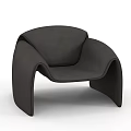 Modern Black Leather Leisure Chair With Unique Curved Design And Comfortable Seat