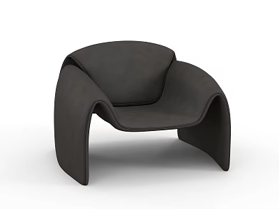 Modern Black Leather Leisure Chair With Unique Curved Design And Comfortable Seat 3d model