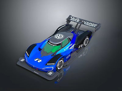Blue And Black Walk Vaper Race Car With Aerodynamic Design And Rear Wing 3d model