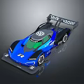 Blue And Black Walk Vaper Race Car With Aerodynamic Design And Rear Wing