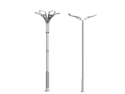 Modern Outdoor Street Lights With Silver Poles And Multi Head Design For Street Park 3d model