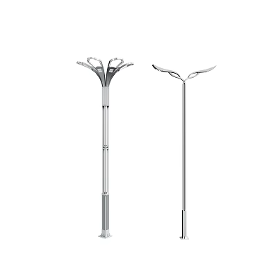 Modern Outdoor Street Lights With Silver Poles And Multi Head Design For Street Park 3d model