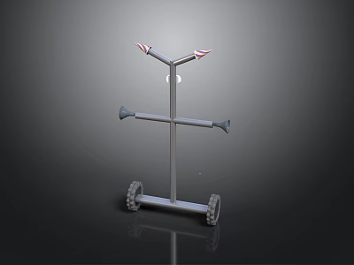 Portable Metal Stand With Wheels Three Horizontal Bars And Top Hooks 3d model