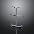 Portable Metal Stand With Wheels Three Horizontal Bars And Top Hooks