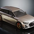 Silver Audi Station Wagon With Modern Design And Gold Sporty Wheels