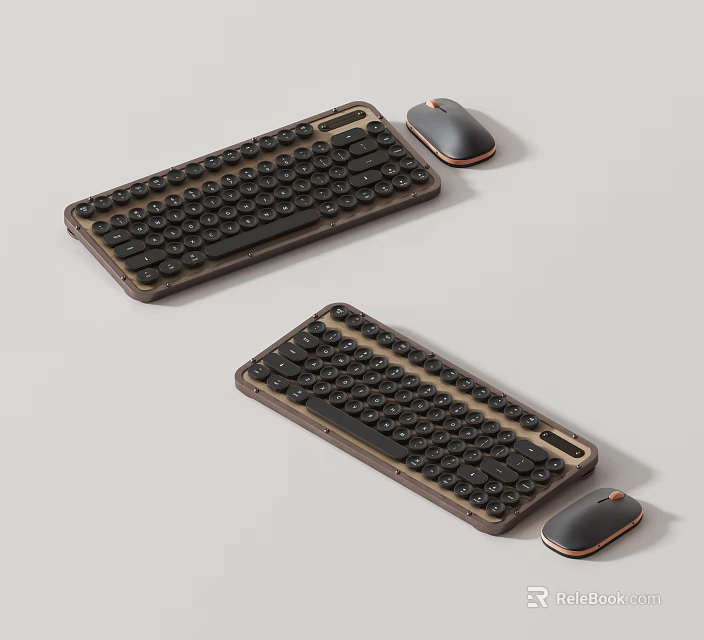 Wireless Keyboards And Mouse Set With Sleek Design 3d model 