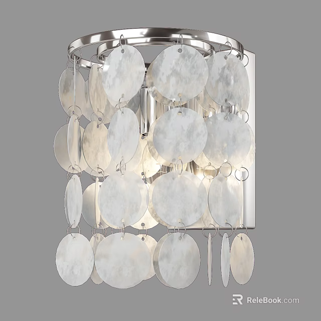 Modern Elegant Wall Lamp With Circular Translucent Shell Decor And Metal Frame 3d model