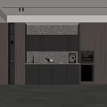 Modern Wine Cabinet In Contemporary Kitchen With Sleek Design Storage Shelves And LED Lighting