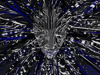 Futuristic Game and Movie Character with Circuit Board Abstract Face in Cyberpunk Mechanical Style 3d model